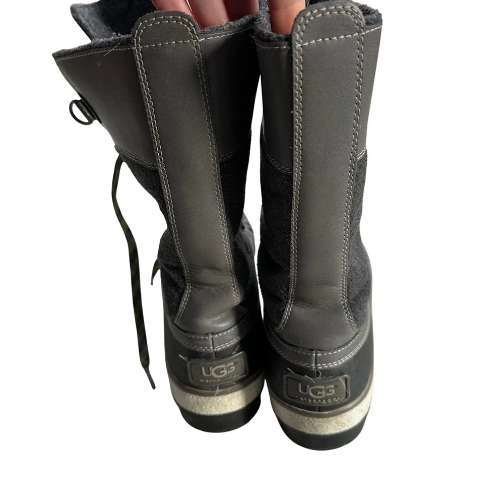 UGG Australia Women's Waterproof Winter‎ Boots Charcoal Gray Lace Up Size 9